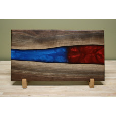 Walnut Iridescent Blue and Yamagata Red Small Charcuterie Board