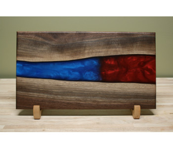 Walnut Iridescent Blue and Yamagata Red Small Charcuterie Board